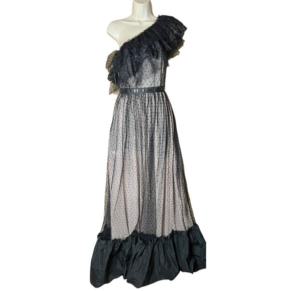 MSGM Black Nude Mesh Ruffle Gown S It 40 NWOT - Picture 1 of 16
